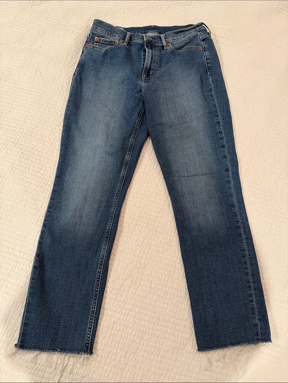 GAP Women's Mid Rise Blue Straight-Leg Jeans